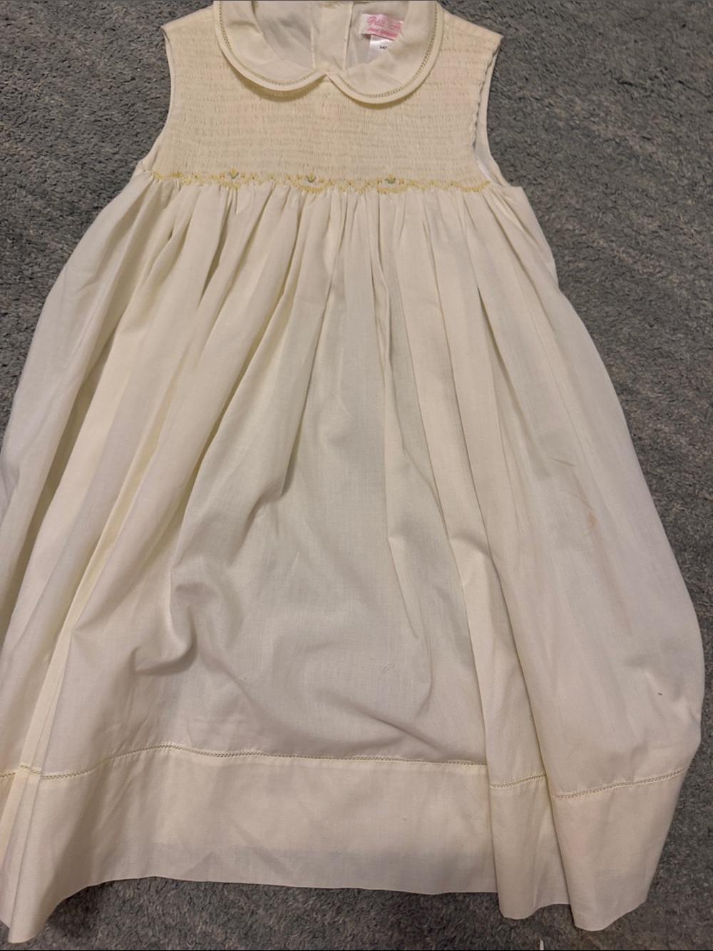Petit Ami Cream Smocked Peter Pan Collar Dress